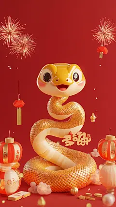 蛇年素材背景形象设计蛇主题 小年除夕蛇年通用(281)