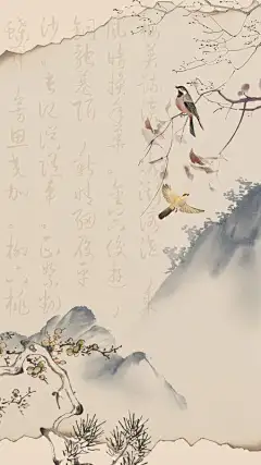 黄褐色水墨古风手机壁纸
