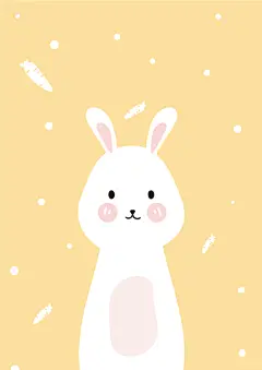 扁平风小清新动物手机壁纸-兔子