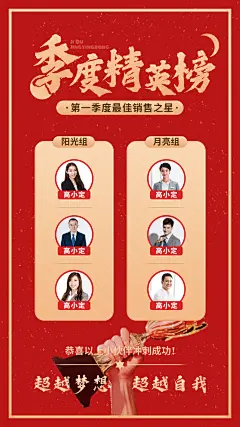 金融保险季度精英榜业绩激励表彰海报