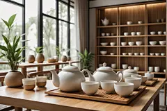 茶道茶艺茶室室内设计效果图摄影图