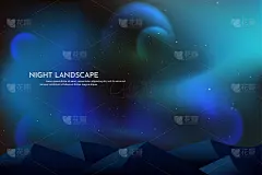 矢量插图。自然现象。模糊的壁纸。山瀑布。夜空的场景。为网站或游戏模板。抽象的旗帜。黑暗的背景。极简主