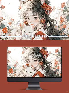美少女壁纸 | 红色系 | 氛围感猫耳少女