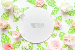 边框,纸花,背景,绿色,叶子,彩色图片,圆形,自然,草地,艺术