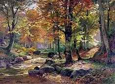 Imágenes Arte Pinturas: Paisajes Naturales Del Bosque Pintados Al Óleo Fantasy Paintings, Nature Paintings, Beautiful Paintings, Beautiful Landscapes, Oil Paintings, Landscape Illustration, Watercolor Landscape, Watercolor Art, Fantasy Landscape