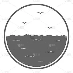 海鸥在大海。矢量图标