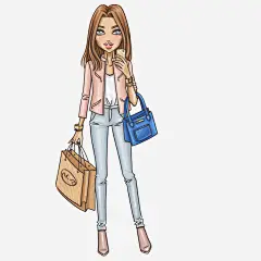 提着包的女性人物免抠素材_新图网 https://ixintu.com 人物设计 卡通 女性人物 拿着手机 提着包