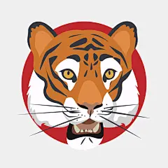 手绘呆萌可爱老虎头插画