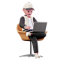 Male Character Sitting on chair And Using Laptop 潮男加班