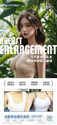 医美复合隆乳术丰乳隆胸整形创意海报-源文件-志设网-zs9.com