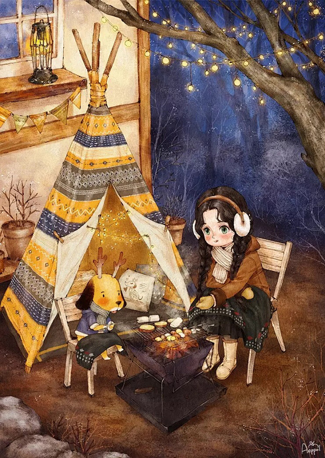 森林女孩日记卷发小女孩aeppol插画集