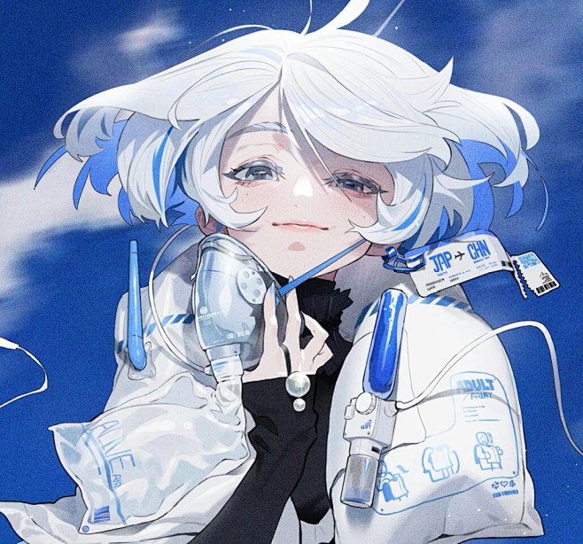 蓝白 动漫女头像 画师:屉子巴德
