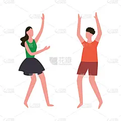 卡通人物做快乐的舞蹈动作——情侣一起跳舞