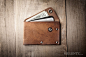 Leather Wallet with snap, leather card wallet, men's wallet, thin wallet, simple snap wallet  020