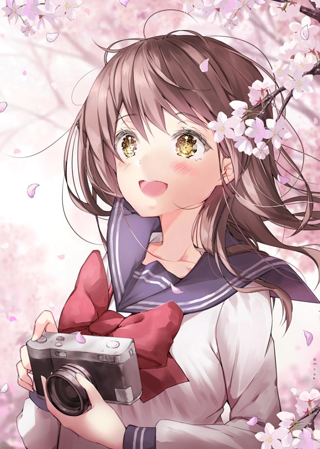 桜の中にいる君。