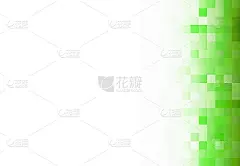 摘要绿草色淡白底色，右面有方格网格、马赛克、几何图案。
