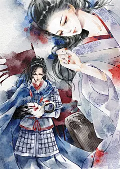 鹤殇-画措_水彩，古风，同人，电脑CG_涂鸦王国插画