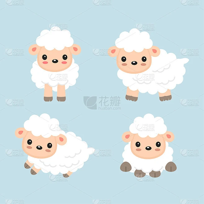Cute cartoon sheep.素材-花瓣网