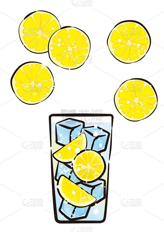 绘画插图,酸味,柠檬,玻璃杯,平衡折角灯...