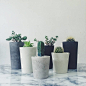 Plain Cement Pot : Handmade and unique pots in porcelain cement, available in three colours.4 colours availbable: White, light grey, dark grey or blackHandmade, weather-resistant and unique pots in marbled cement for indoor and outdoor use. The pots are m