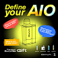 Photo by OXVA Official on November 23, 2023. May be an image of lighter, poster, coil, battery, bottle and text that says 'Define AIO your build n build a How to AIO? perfect do What in you your AIO vape? desire eatures What is AIO in your mind? Random Su