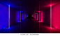 3d激光夜总会舞台，抽象荧光霓虹背景未来走廊概念背景