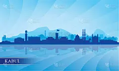 喀布尔,城市天际线,背景,亚洲,明信片,外立面,摩天大楼,全景,剪影