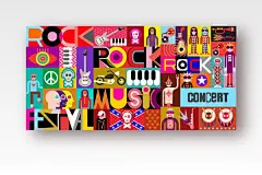 摇滚音乐会抽象手绘图案海报模板矢量设计素材下载 Rock Concert Poster