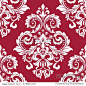 Floral pattern. Wallpaper baroque  damask. Seamless vector background. Red and white ornament. Stylish graphic pattern.