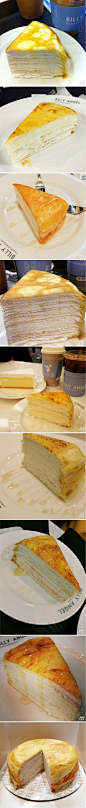 餐后甜点，韩国蛋糕店Billy Angel的榴莲千层蛋糕。