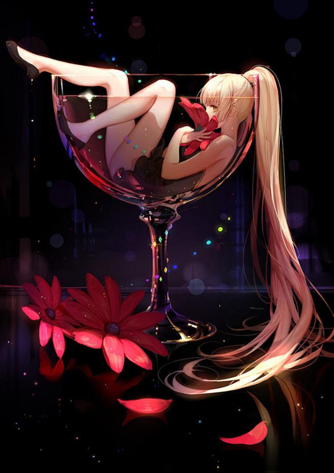 绘画素材杯子里的少女动漫少女集中营二次元太美的