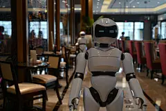 餐厅服务智能机器人概念