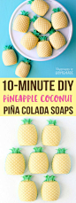 Tropical DIY Piña Colada Sugar Scrub and Mini Soaps are the perfect way to keep your summer skin fresh and ready to show off! Pineapple + Coconut = YUM!