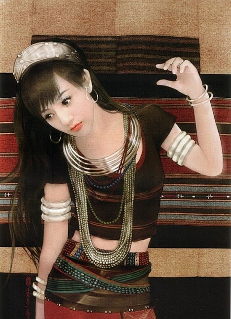 56个民族传统服饰手绘_佤族
