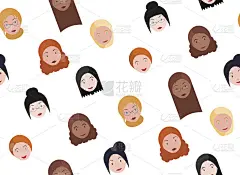 无缝模式与各种女性的面孔