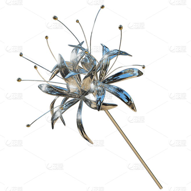 C4D-3D立体酸性风设计元素-花卉