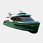 Luxury modern blue boat isolated on a transparent background Generative AI