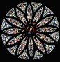 玫瑰窗（The rose window）| 也称玫瑰花窗，为哥特式建筑的特色之一，指中世纪教堂正门上方的大圆形窗，内呈放射状，镶嵌着美丽的彩绘玻璃，因为玫瑰花形而得名。_照片花纹欧式 _T20191211  _S  素材  欧美花纹_T20191211 