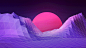 General 1920x1080 1980s purple techno digital art landscape
