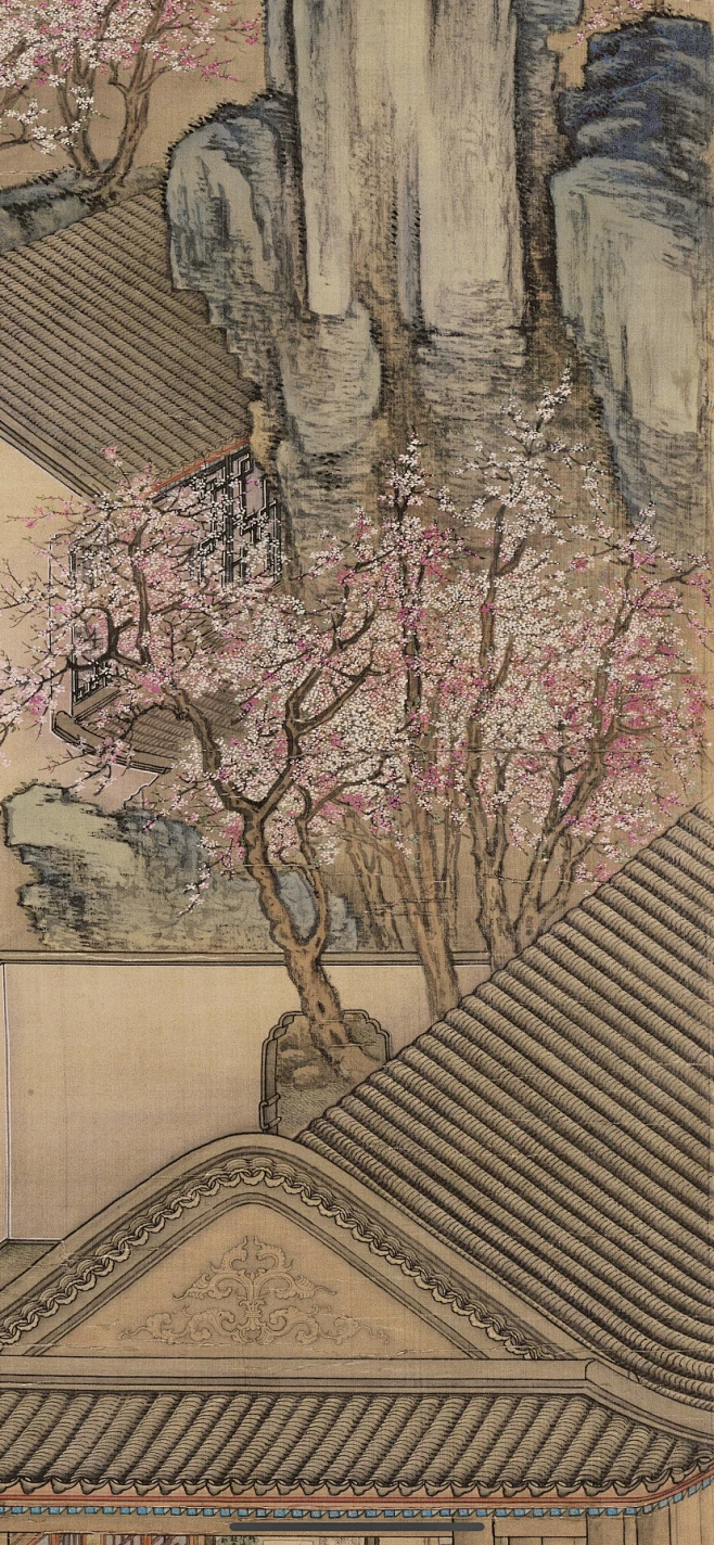 清 郎世宁 雍正十二月行乐图轴之三月赏桃图片_国画图片素材-花瓣网