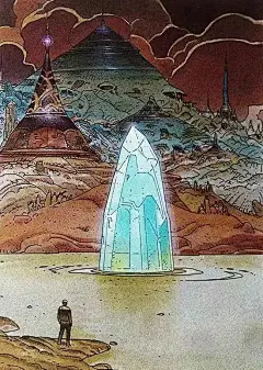插画 | 孤身一人，漫步在梦境中_莫比斯 : 早上八点，发车啦！ 法国漫画大师莫比斯（Mœbius）， 他开创了全新的漫画形式。 其作品影响了漫画界、电影界等诸多领域。 莫比斯笔下的世界充满奇幻的场景， 以及丰富迷人的视觉想象力。 太空，沙漠，戈壁，云烟，