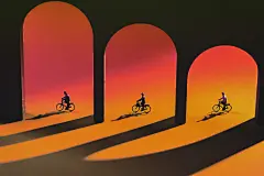 夕阳老年团摄影照片