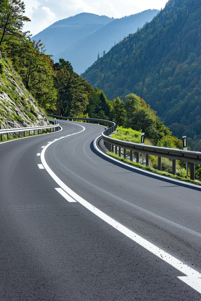 拐弯路段马路道路沥青路摄影图片-花瓣网