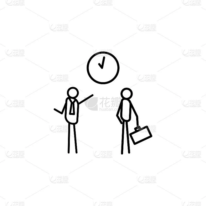 迟到的工作大纲图标。移动概念和web应用的懒人图标元素。细线图标上班迟到可以用于网络和手机素材-花瓣网