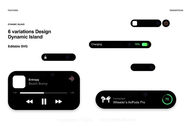 iPhone14 Pro苹果手机灵动岛ui界面设计贴图ps样机素材展示效果图模板