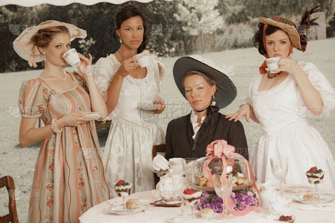 下午茶,维多利亚女王时代风格,女人,时尚,南国佳人,茶话会,爱德华七世时代风格,社交名媛,19世纪风格,特色服装