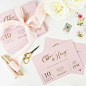 Blush and gold foil calligraphy wedding invitations | Atten by Becky Lord Design
