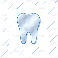 分离着色,白色背景,人的牙齿,蓝色,线图标,口腔卫生,健康保健,珐琅,直的,牙医