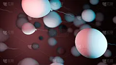 在暗红色背景上的白色气球飞向他们的目标。3d渲染