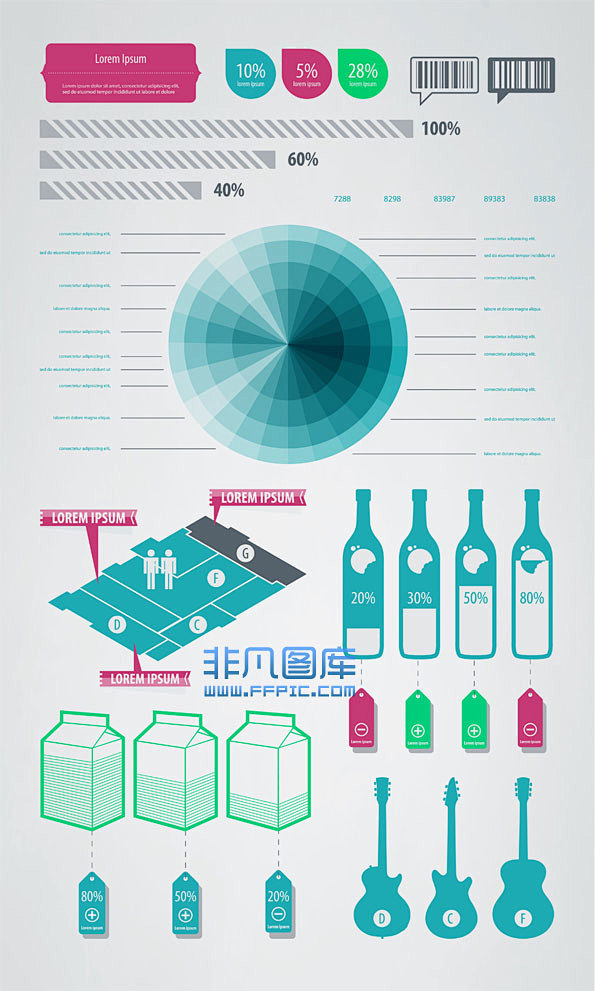 超精美数据统计分析图矢量素材-非凡图库